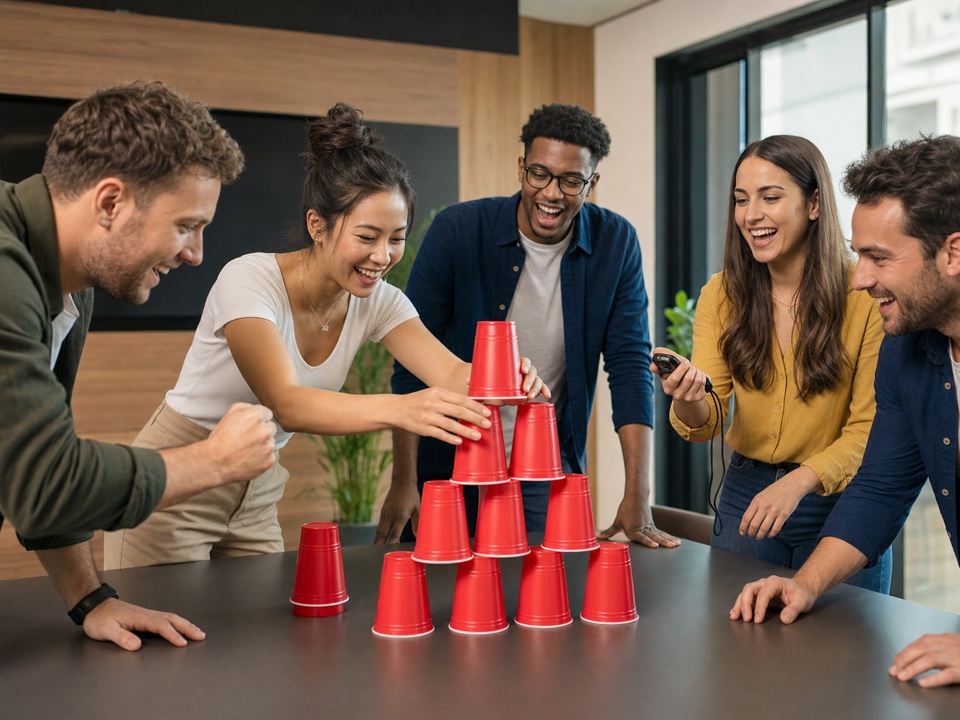 Cup stack tower work break game