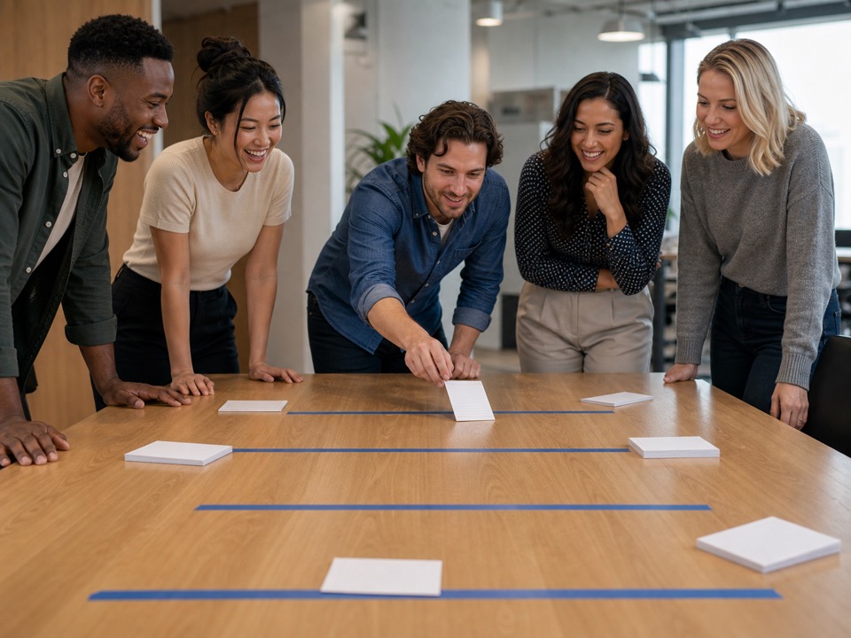 Index card landing match office game