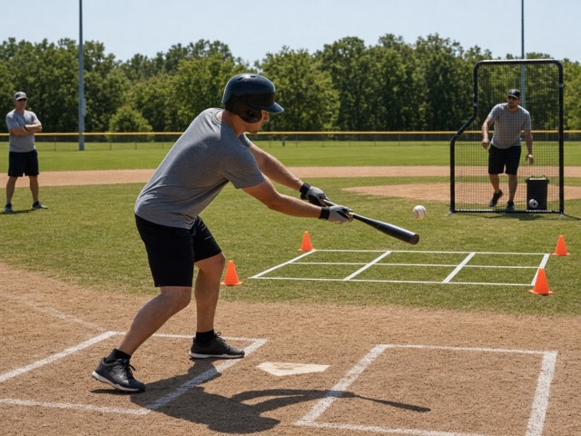 Hit-and-Run Contact Game activity preview - Each swing is treated like a hit-and-run situation and scores only on playable contact through the called gap. Most clean reps wins.