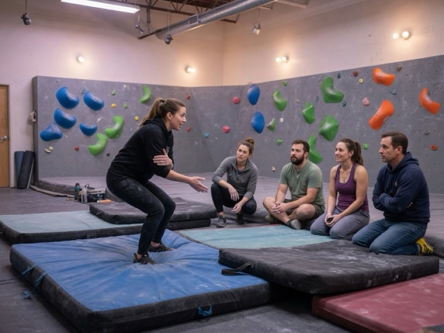First-Timer Orientation activity preview - Hosted intro covering falling safely, grades, etiquette, and easy circuits.