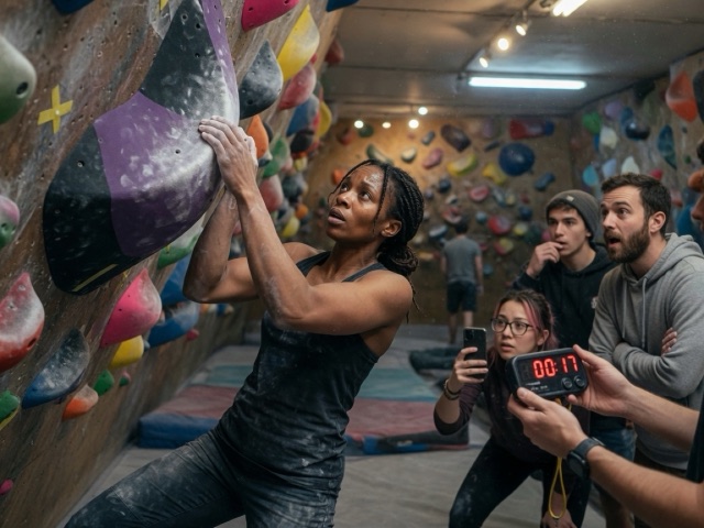 Lock-Off Challenge activity preview - Timed lock-off holds on a marked hold, ranked for points.