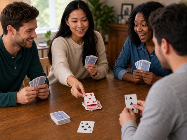 Color Match Last Card activity preview - Use color and number matching rules with a standard deck. First out across 3 rounds wins.