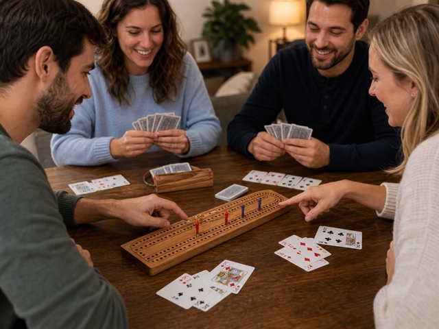 Cribbage Pair Peg Race activity preview - Play partner cribbage to 61 and rotate dealers each hand.