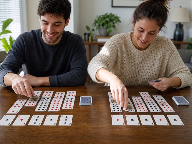 Double Solitaire Race activity preview - Race side-by-side solitaire layouts and score first foundation completions.