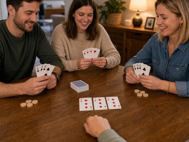 Guts Courage Round activity preview - Deal three cards each and have every player declare in or out at the same moment. The highest declared hand wins the deal, and every in-player who loses matches the result.