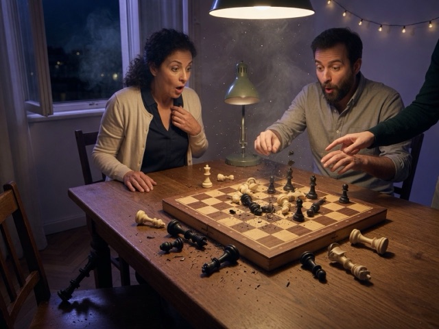 Atomic Chess Night activity preview - Captures blast away every non-pawn piece around the target square.