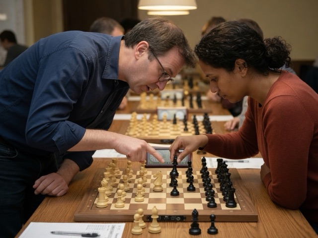 Hand and Brain activity preview - Pairs split thinking and moving: one names a piece type, the other chooses the move.