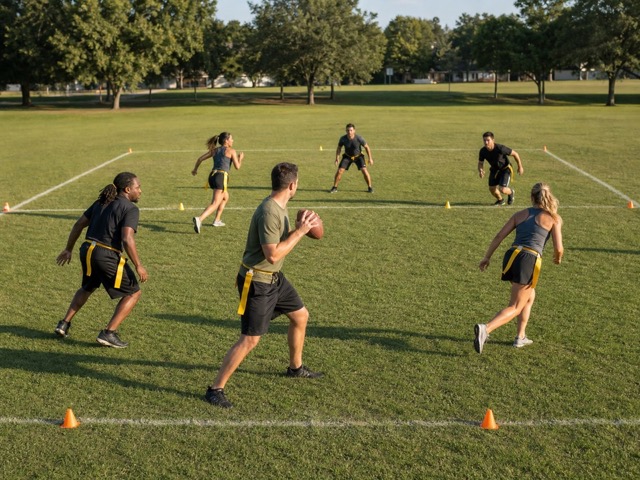 Flag Football Anchor Round activity preview - A closing round where the anchor handles pressure for no-tackle football groups.