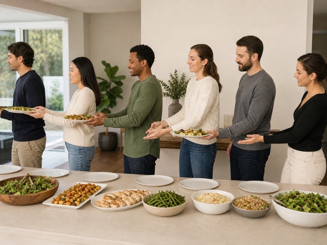 Serving Line Relay activity preview - Run a calm potluck serving relay.