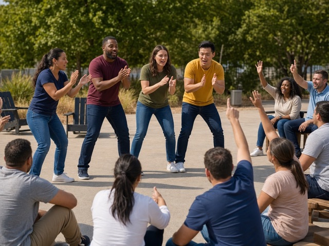 Team Chant Battle activity preview - Teams build and perform short clean chants, then the group votes on the round.
