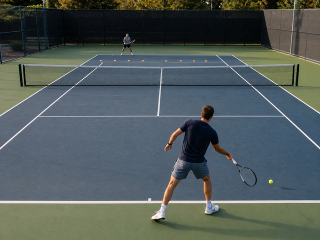 Baseline Depth Race activity preview - Rally crosscourt and score only balls that land past the agreed depth cone. First player to the target wins.