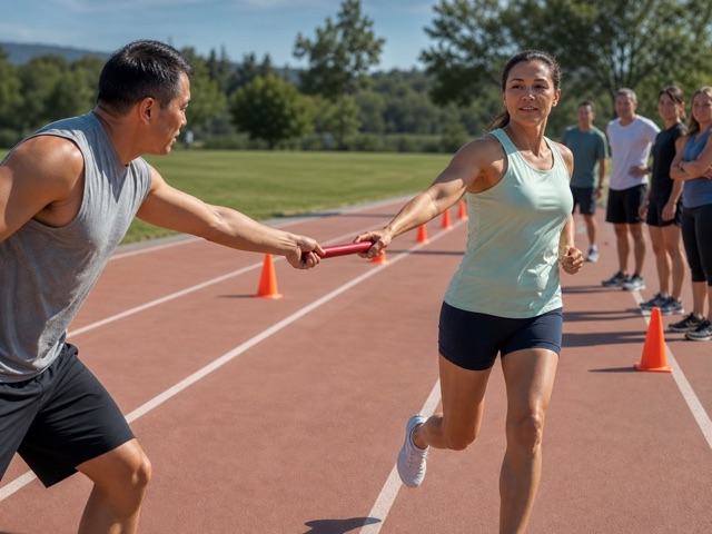 Relay Baton Clean Pass activity preview - Score clean relay baton passes through a marked lane.