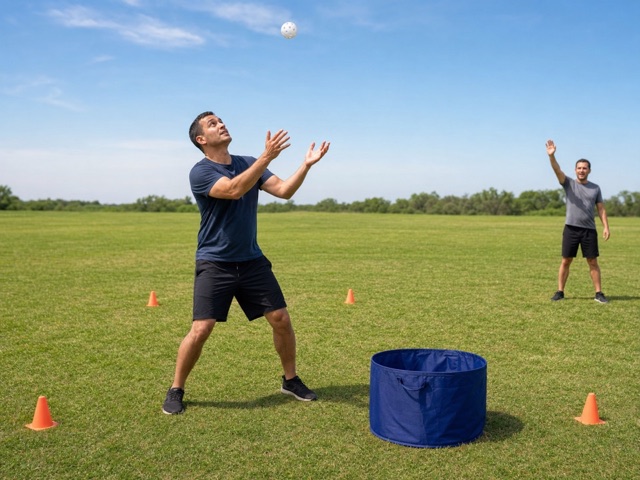 Pop-Fly Bucket Catch activity preview - Make wiffle ball pop-ups a fielding challenge.