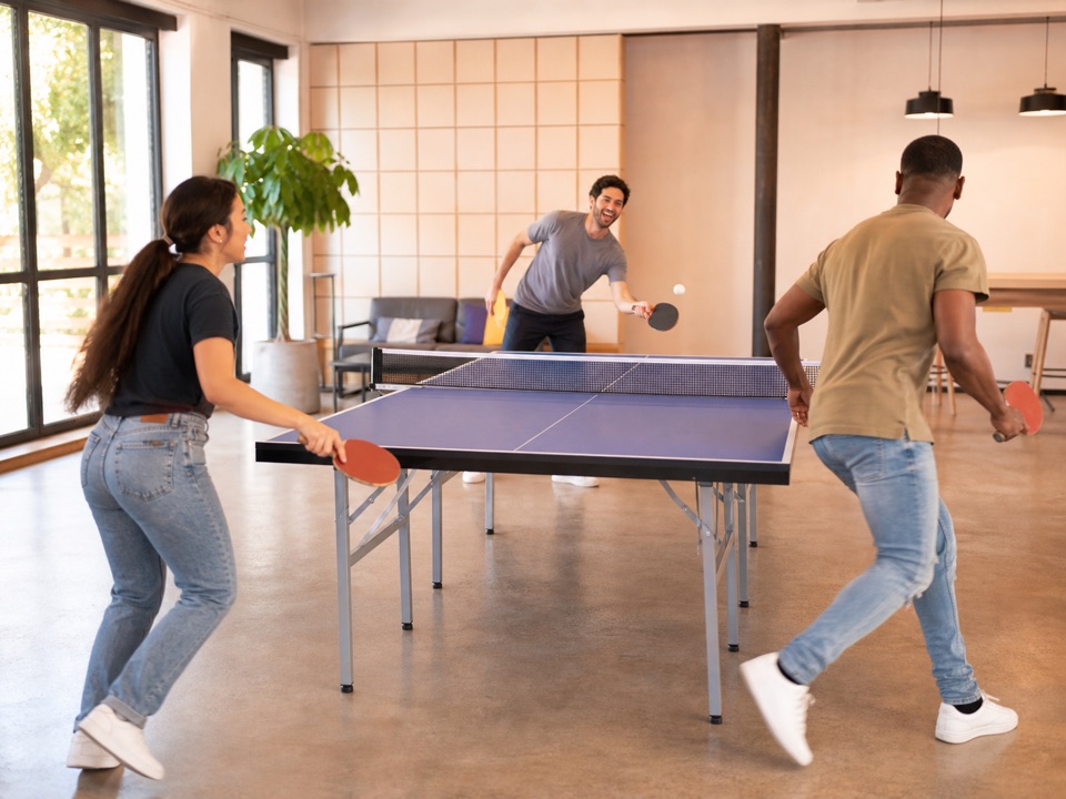 Ping Pong Around-the-Table activity preview - Rotate around the table after each hit. Miss or rotate late and you are out; last player wins.