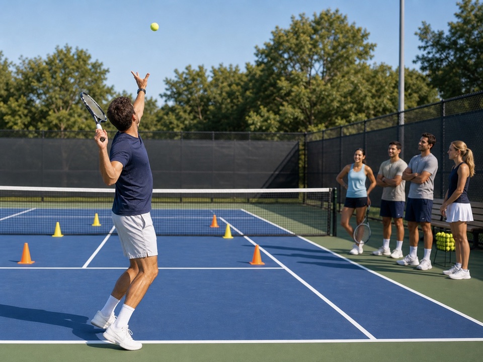 Serve Zone Ladder activity preview - Hit service targets in sequence from both sides. First player to clear every zone wins.