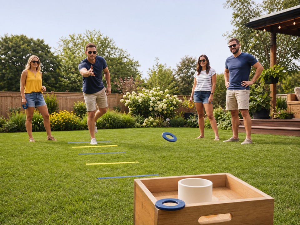 Washer cup ladder yard game